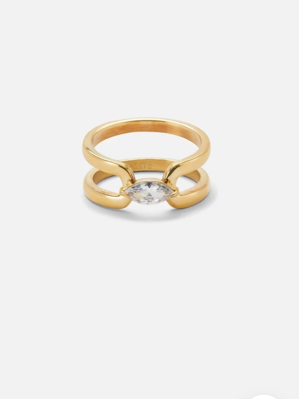 Gold Open-Style Ring with Marquise Crystal